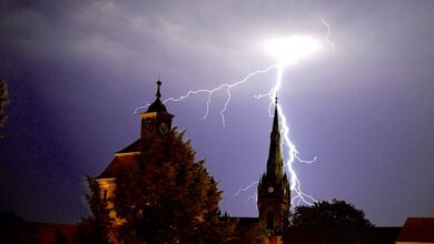 Bernau, Blitz, Unwetter, St. Marien Kirche, Bernau LIVE