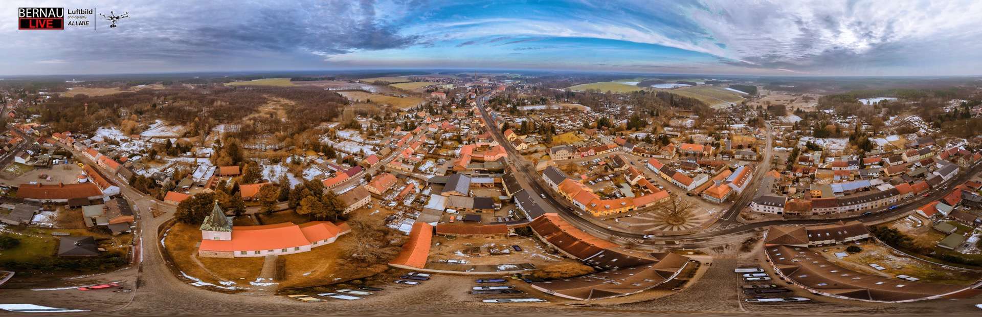 Biesenthal in toller 360 Grad Perspektive aus der Luft erkunden