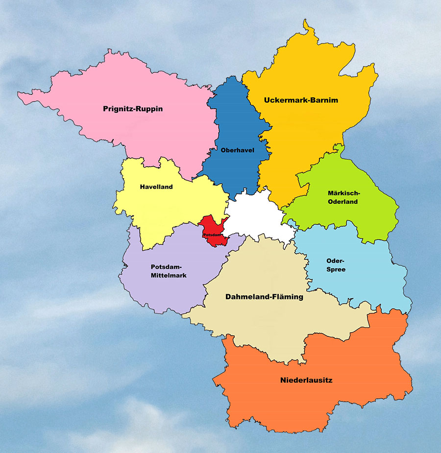 Namenskarte Kreisgebietsreform Brandenburg