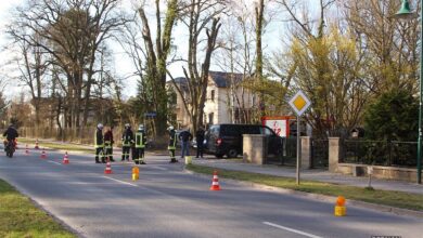 Schwerer Motorradunfall in der Bahnhofstraße in Biesenthal