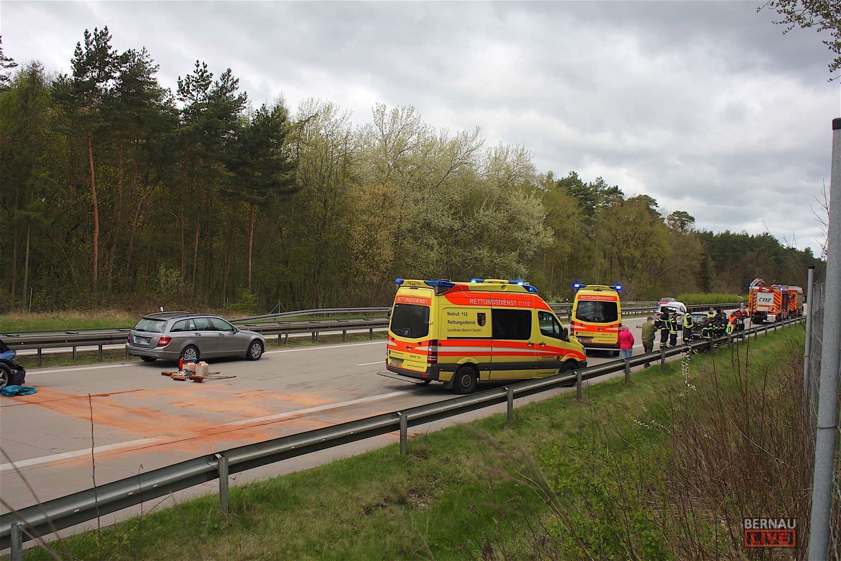 Schwerer Verkehrs-Unfall auf der A11 in Höhe Bernau Nord