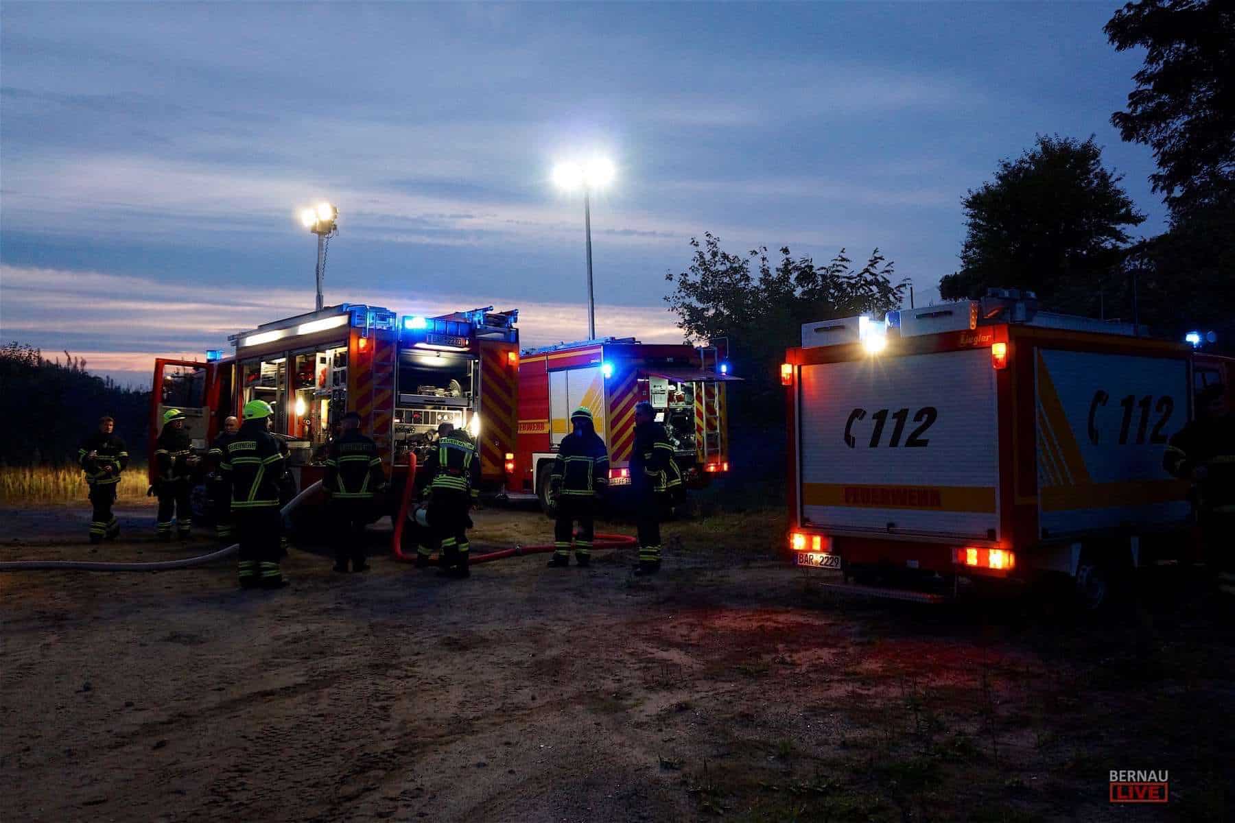 Bernau: Großübung der Feuerwehren Ladeburg, Lobetal und Birkholz