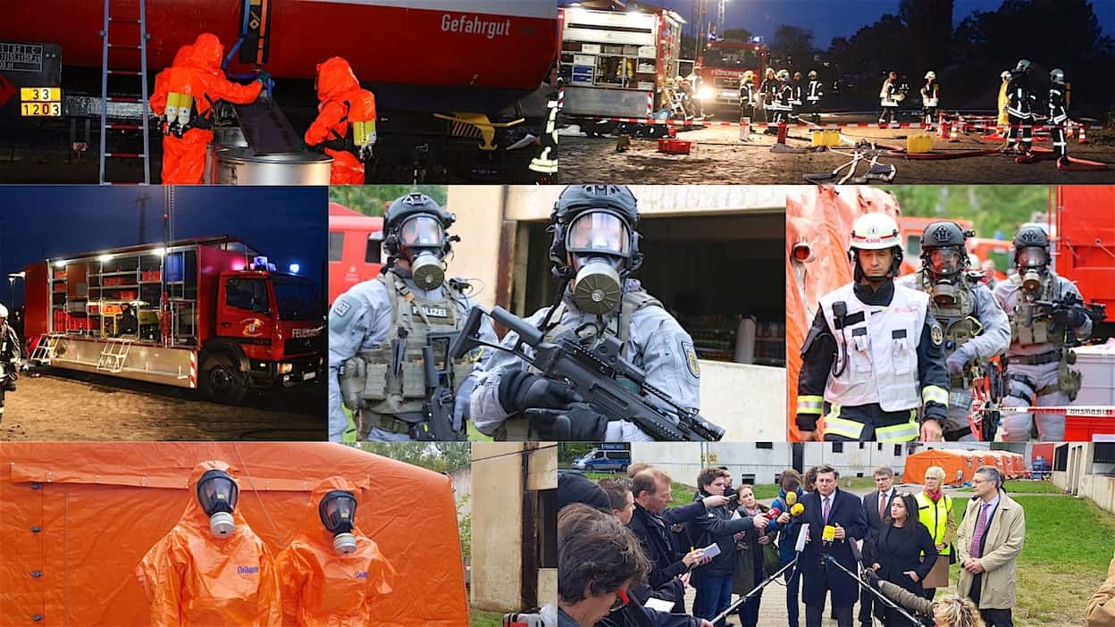 Gefahrgut-Übung der Feuerwehr & Antiterror-Übung - Biowaffenangriff