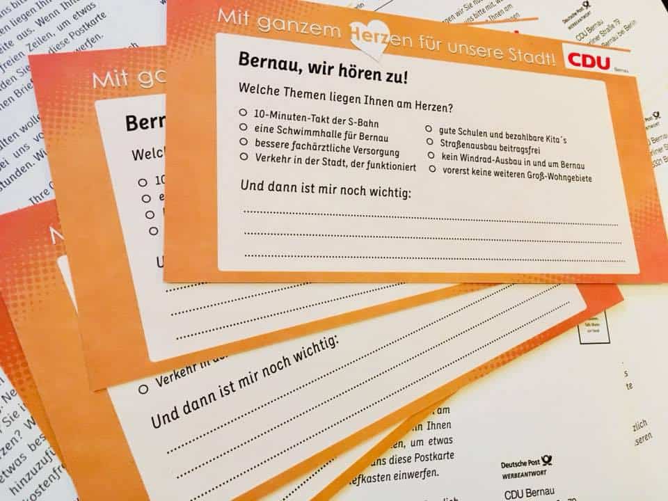 "Bernau, wir hören zu!" CDU startet Sommer-Umfrage in unserer Stadt