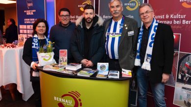 Bernau präsentiert sich als Partnerstadt von Hertha BSC im Olympiastadion
