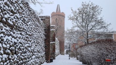 Schnee Stadtmauer Bernau