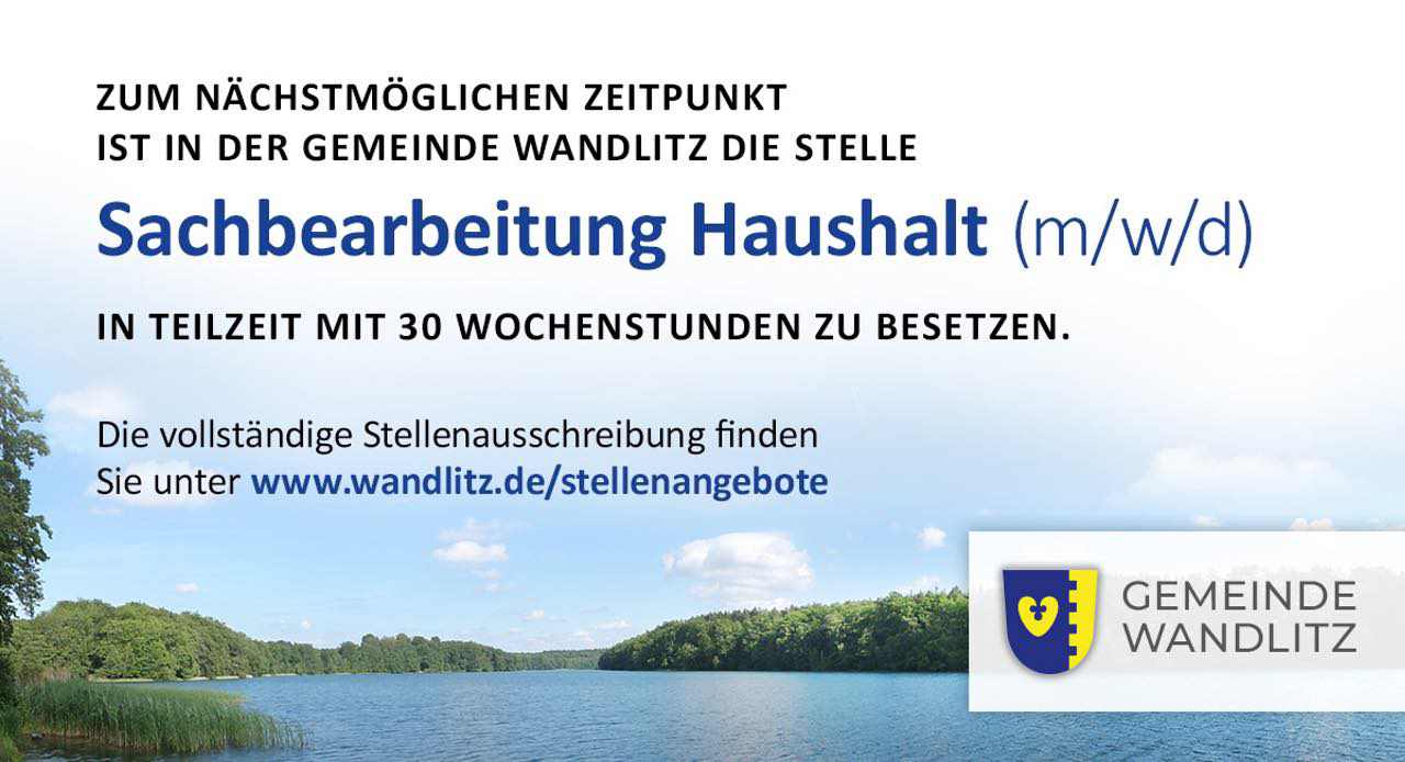 GemeindeWandlitz Stellenanzeigen Sachbearbeitung Haushalt 2022 07