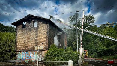 Großbrand im alten Bahnhofsgebäude im Melchow (Biesenthal)