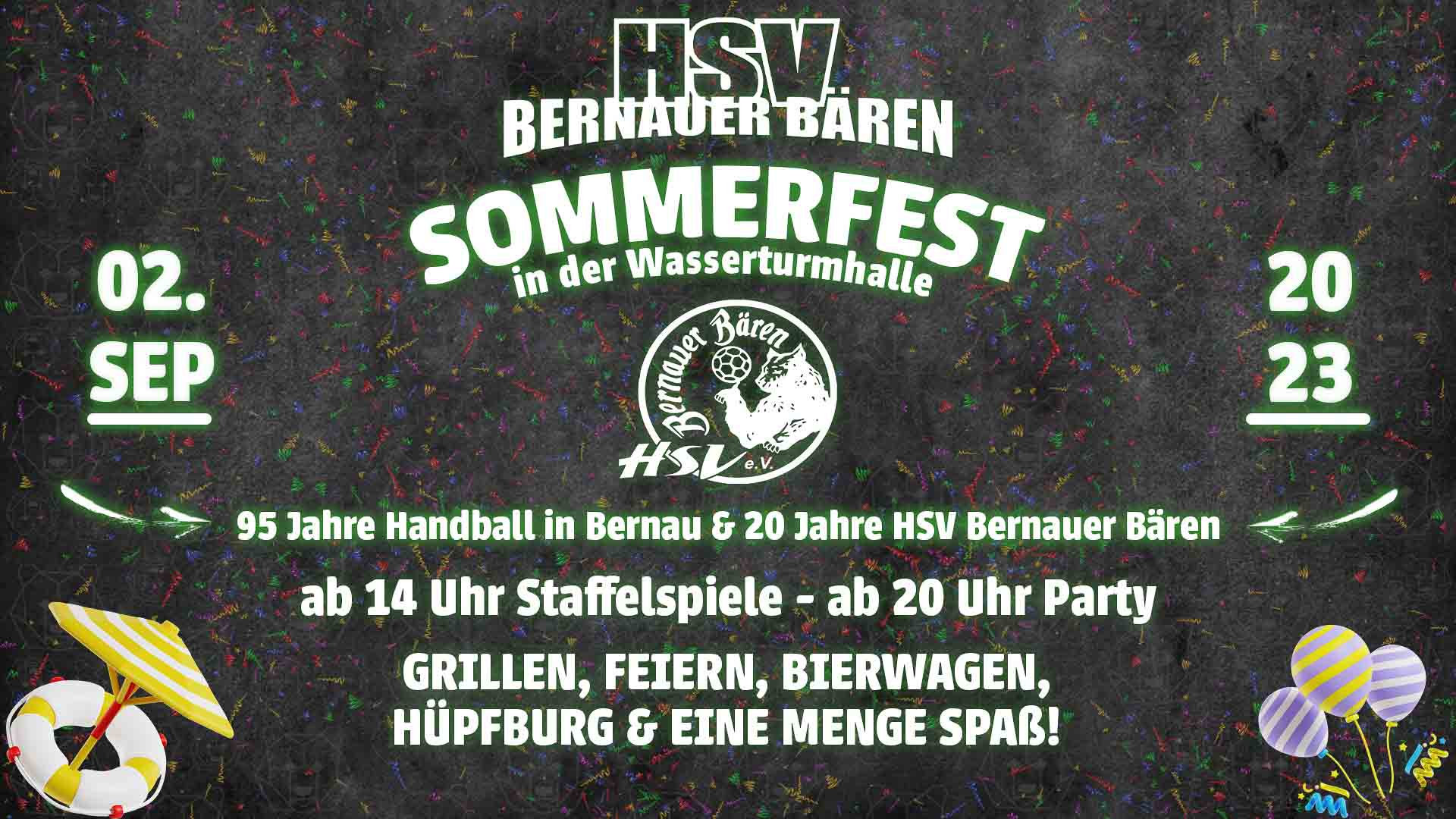 Einladung zum Sommerfest bei den HSV Bernauer Bären am 02. September