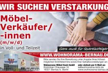 Wohnorama Bernau: Möbel-Verkäufer/ -innen (m/w/d) in Voll- oder Teilzeit