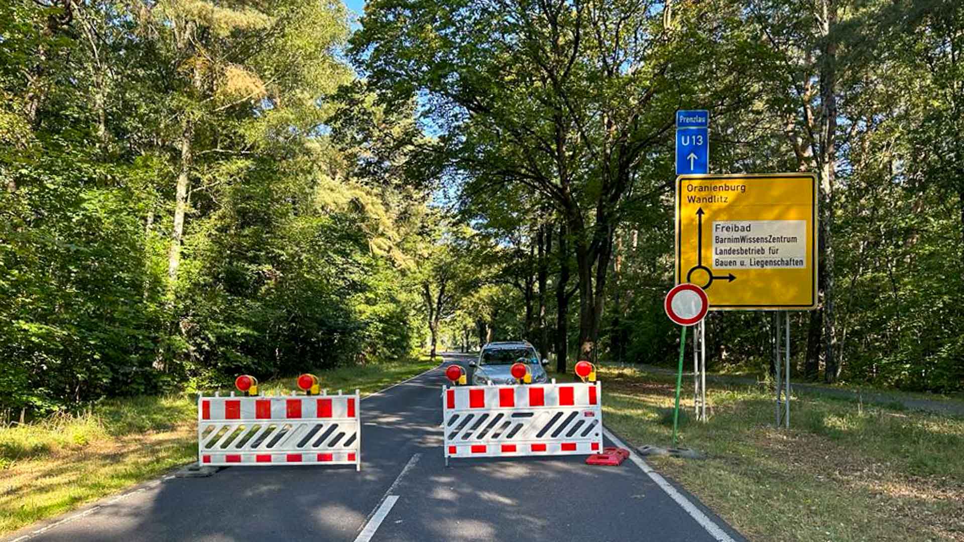 Wandlitzer Chaussee in Bernau am 16.09.23 teilweise gesperrt
