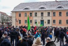 Demonstration gegen rechts auf dem Marktplatz in Bernau bei Berlin