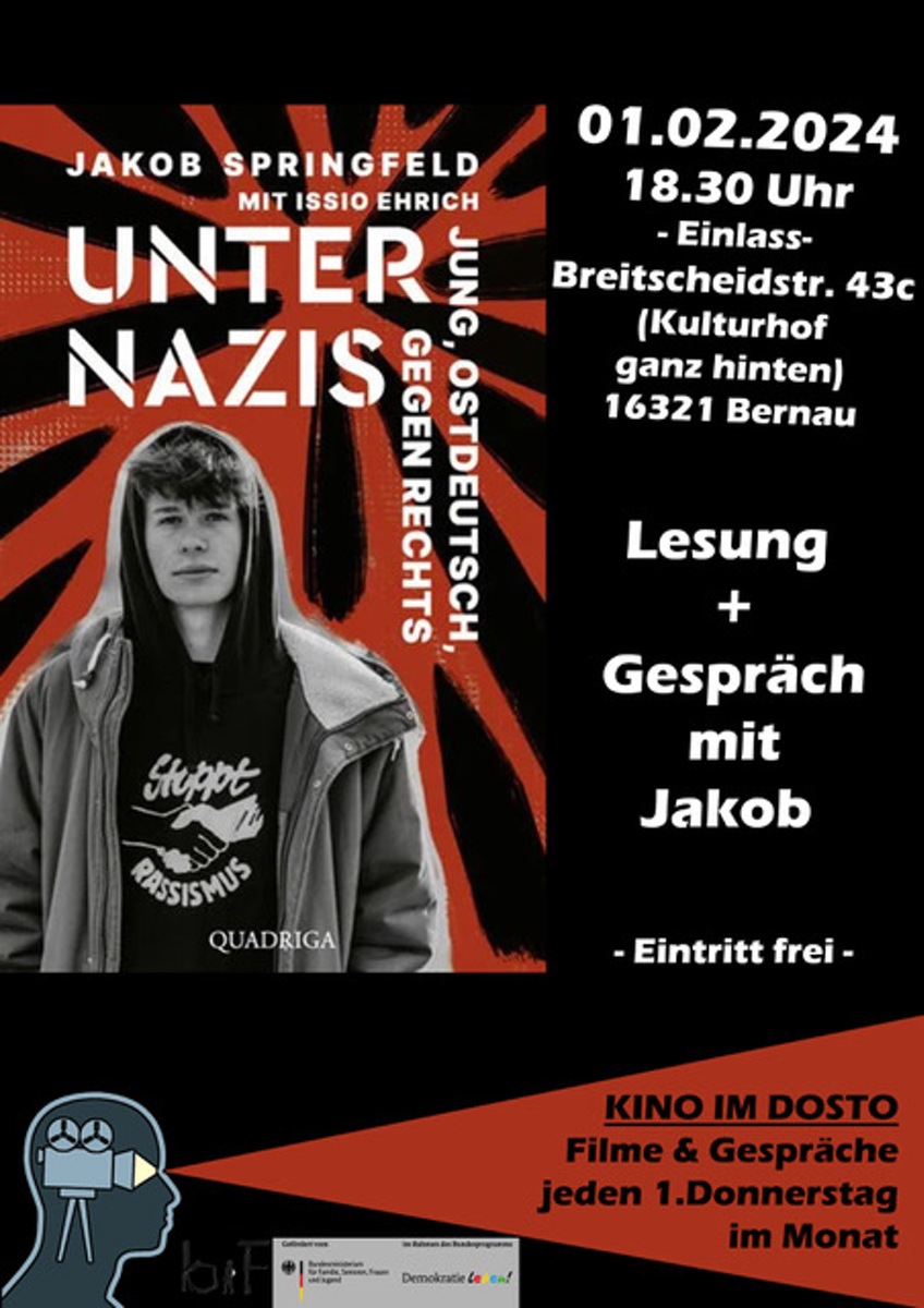 Dosto Bernau: Unter Nazis – jung, ostdeutsch, gegen Rechts – mit Jakob Springfield
