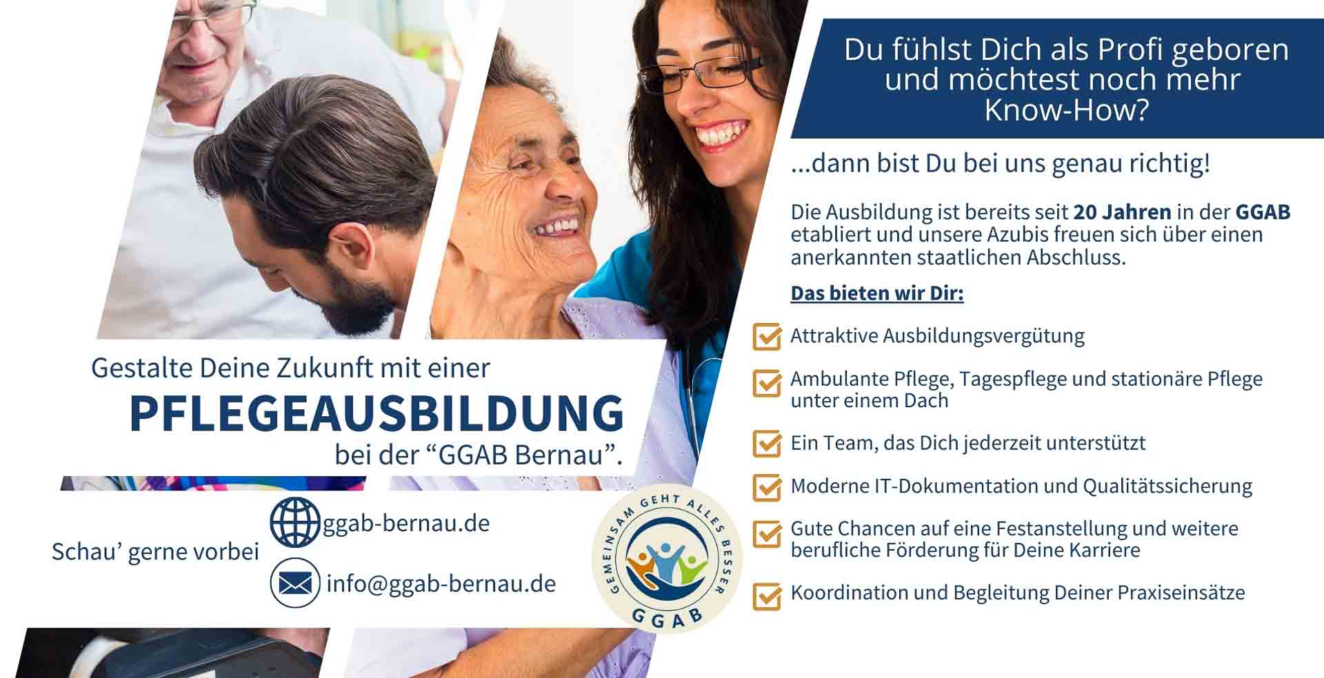 Deine Pflegeausbildung bei der GGAB Bernau - willkommen!
