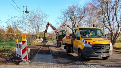 Neuer Gehweg in Birkholz kurz vor der Fertigstellung