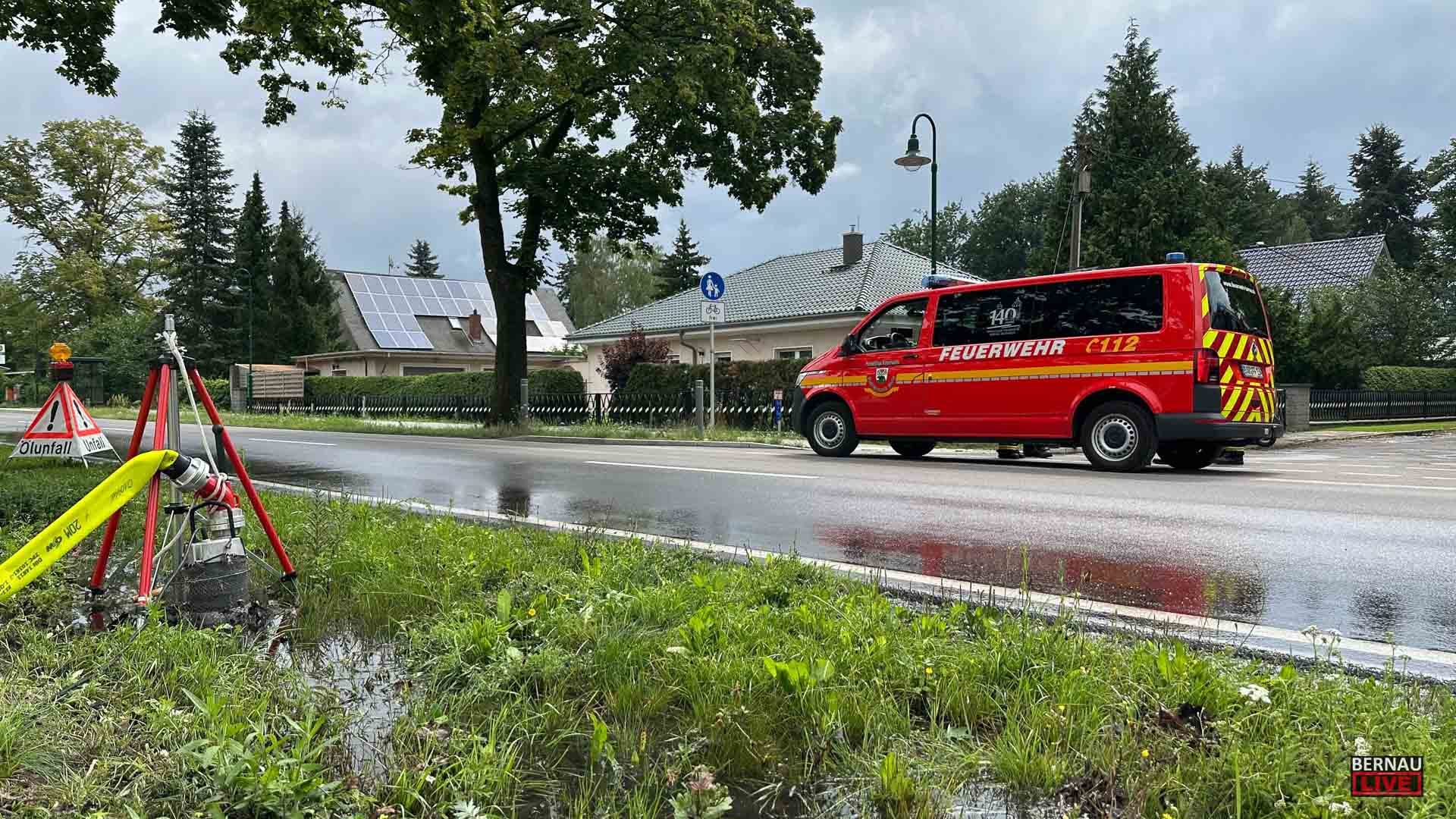 Regen in Bernau: Straßensperrungen nach über 10 Stunden aufgehoben