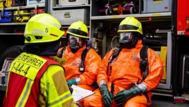 Gefahrgut-Übung der Feuerwehren und des Katastrophenschutz Barnim in Bernau
