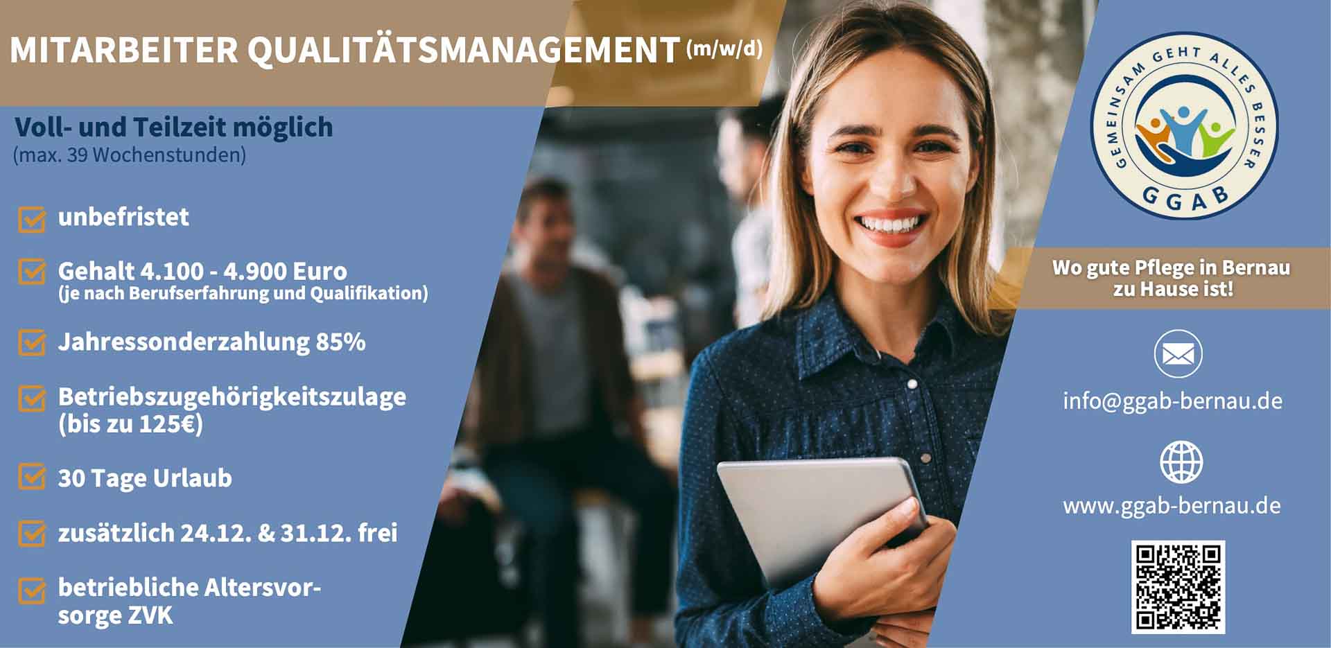 GGAB Bernau: Mitarbeiter (m/w/d) Qualitätsmanagement 1 GGAB Bernau: Mitarbeiter (m/w/d) Qualitätsmanagement