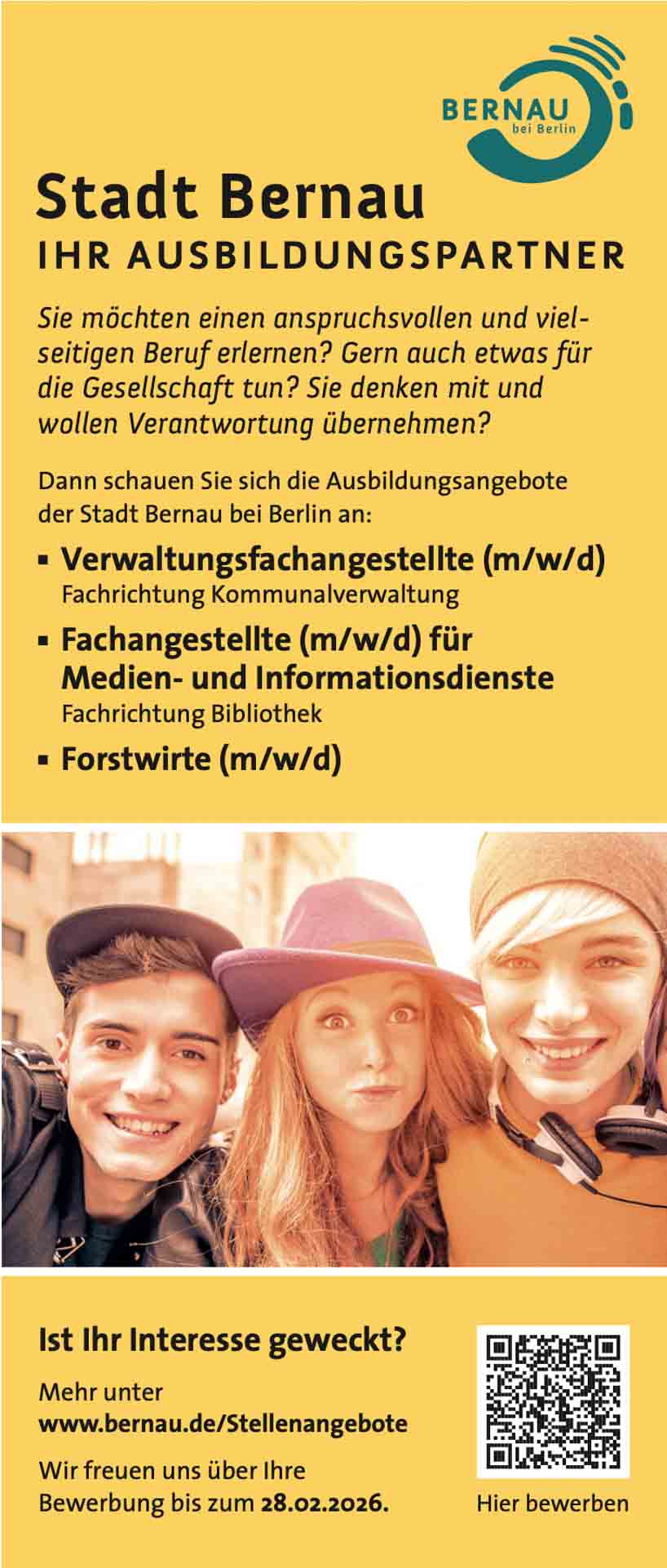 Deine Ausbildung bei der Stadt Bernau