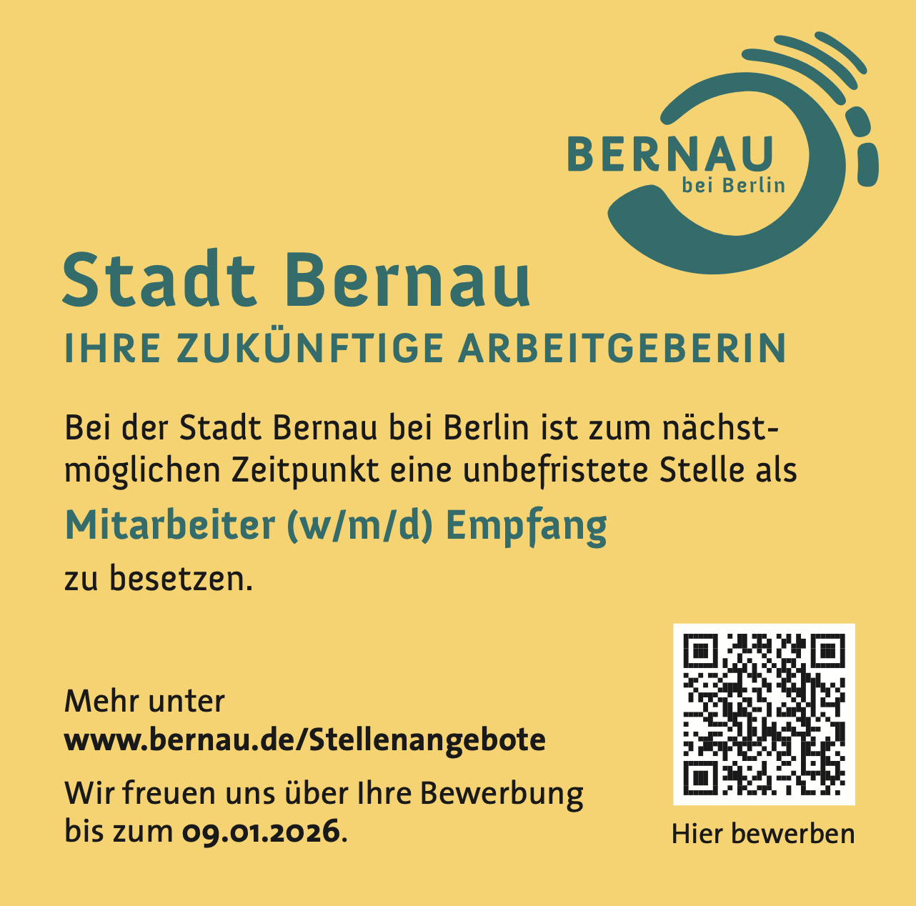 Stellenangebot Stadt Bernau