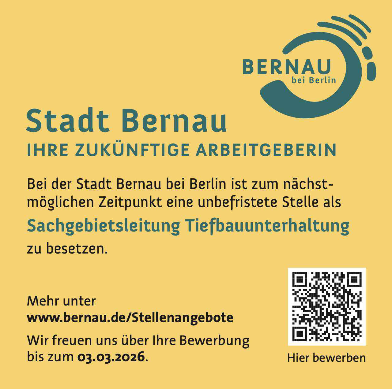 Stellenangebot Stadt Bernau