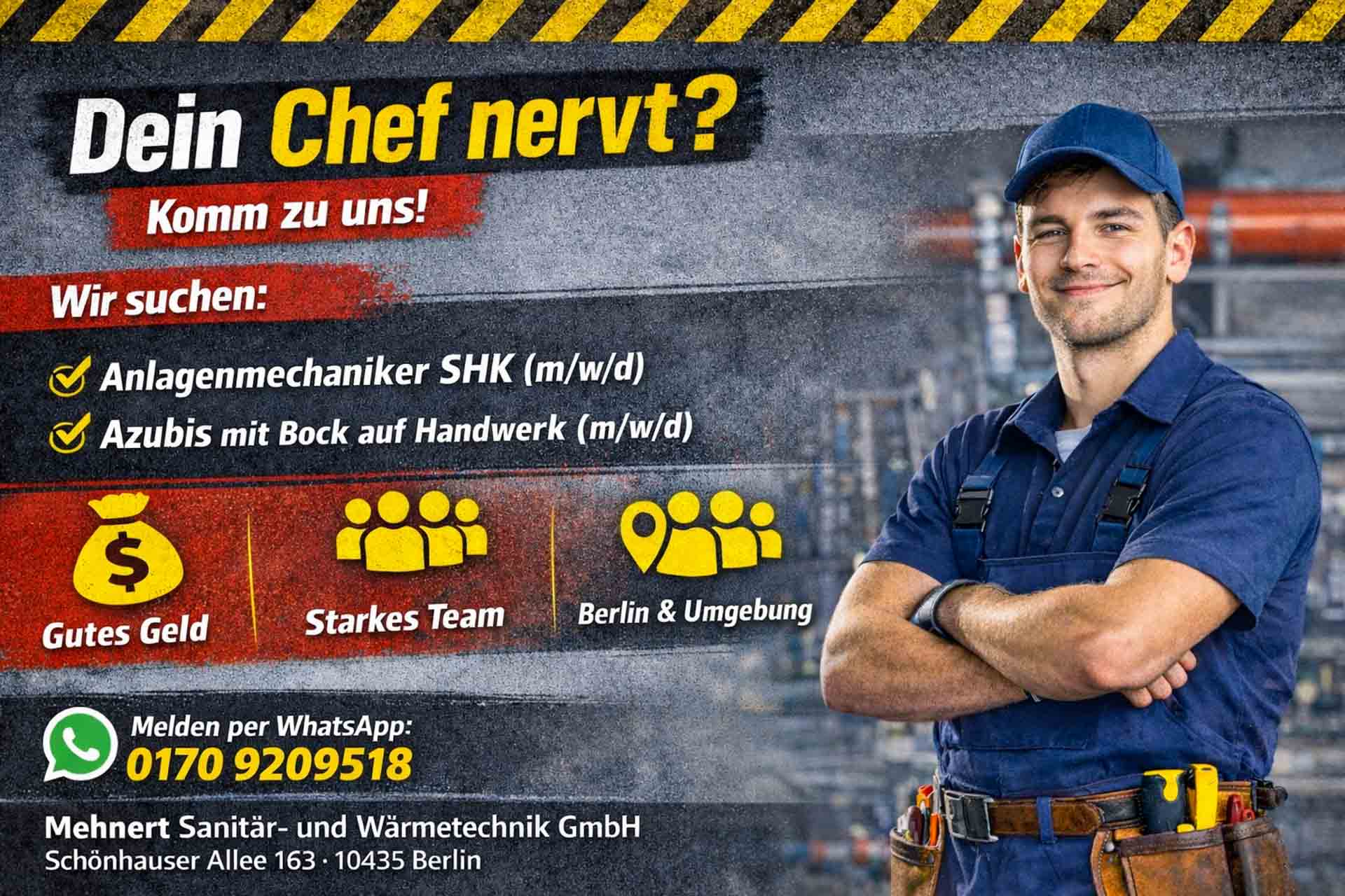 Anlagenmechaniker SHK und Azubis mit Bock auf Handwerk (m/w/d) 10 Anlagenmechaniker SHK (m/w/d) und Azubis mit Bock auf Handwerk (m/w/d)