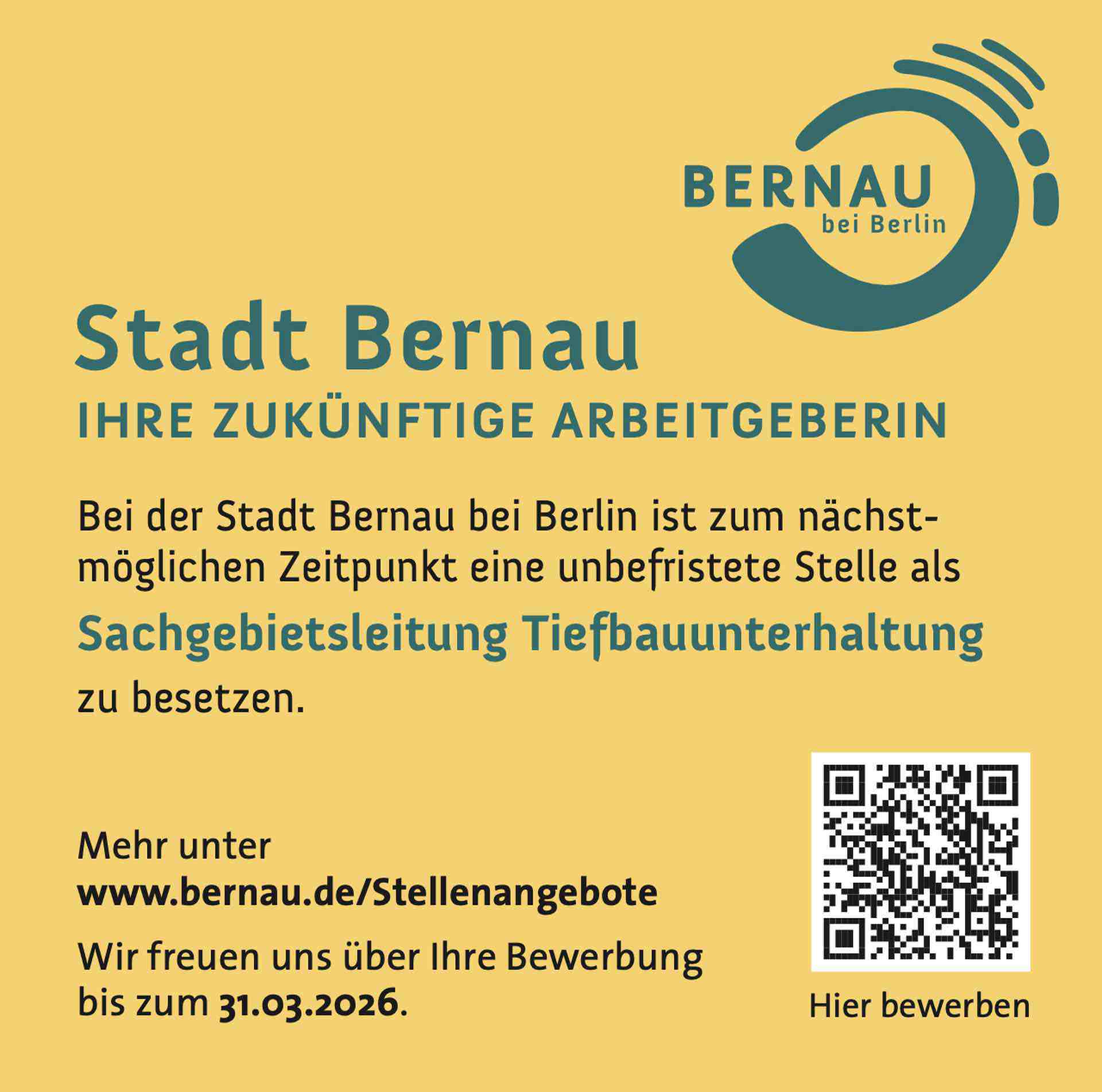 Stellenangebot Stadt Bernau