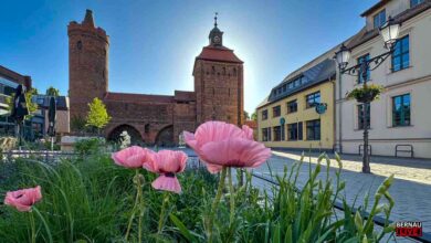 Guten Morgen aus Bernau und einen sonnigen (Brücken) Freitag. Platz am Steintor in Bernau