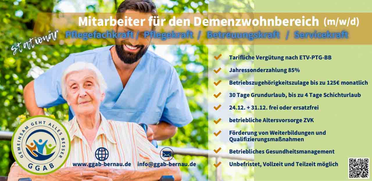 Mitarbeiter für den Demenzwohnbereich (m/w/d) - GGAB Bernau