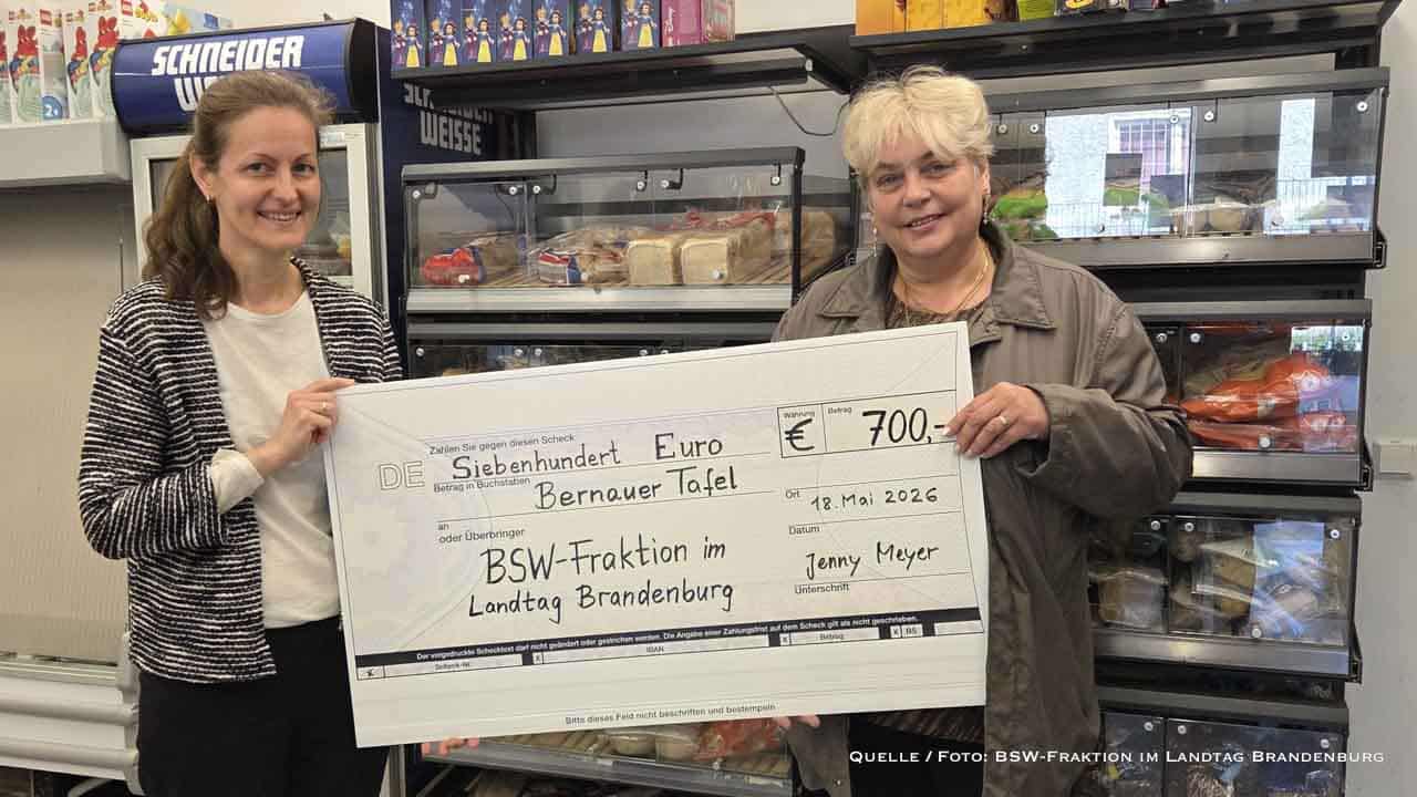 Spendenscheck an die Tafel Bernau e. V. übergeben