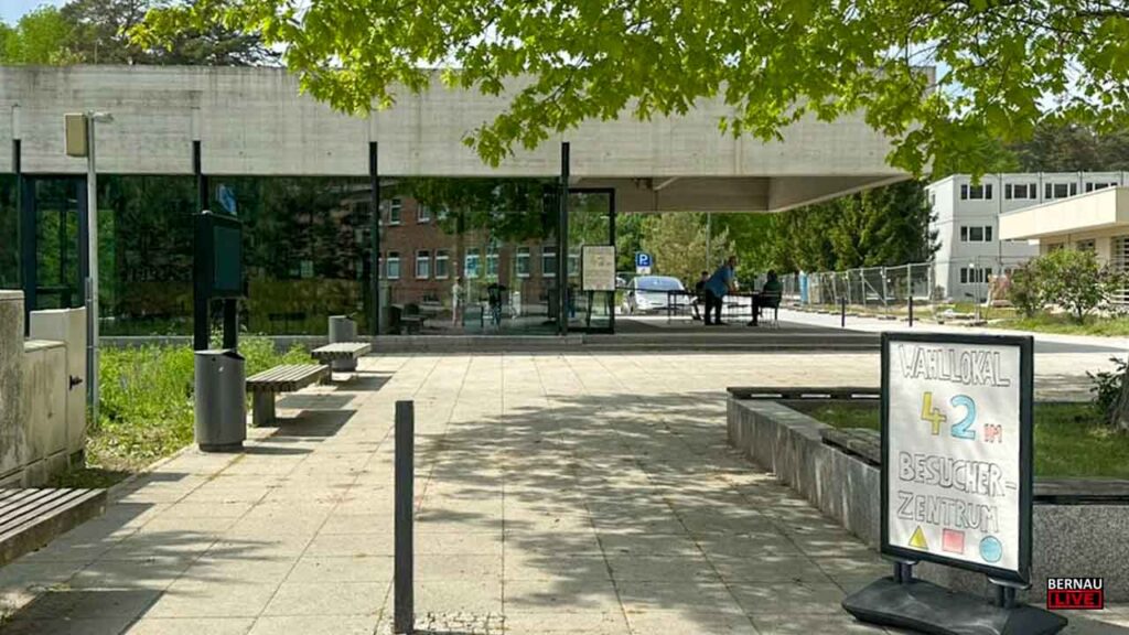 Landratswahl Barnim: Vorläufige Wahlbeteiligung - Stichprobenauswertung 14 Uhr 3 Wahllokal in Bernau Waldfrieden am Besucherzentrum