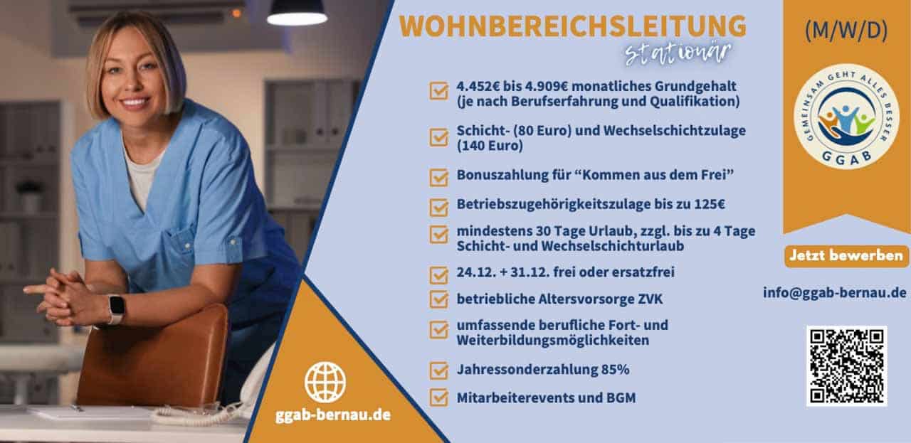 Wohnbereichsleitung (m/w/d) bei der GGAB in Bernau
