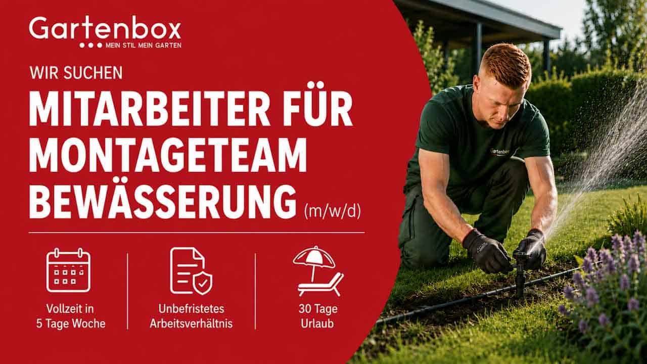 Gartenbox Bernau: Mitarbeiter für Montageteam Bewässerungssysteme (m/w/d)