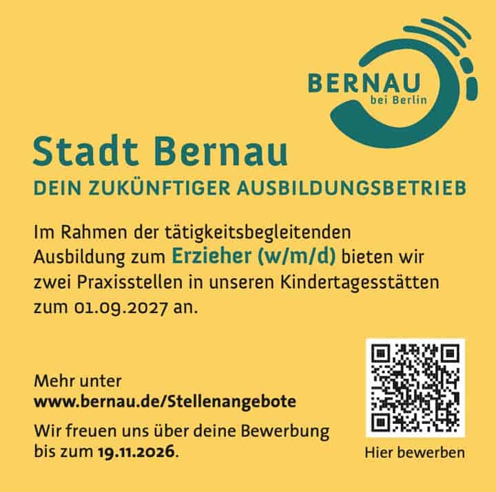 Stellenangebot der Stadt Bernau bei Berlin