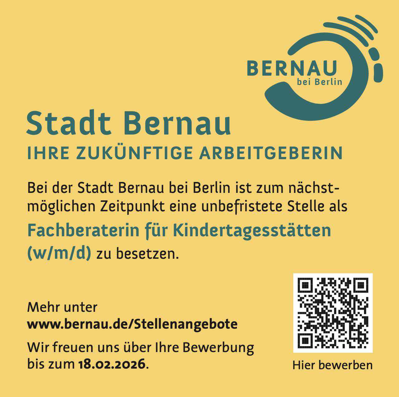 Stellenangebot der Stadt Bernau bei Berlin